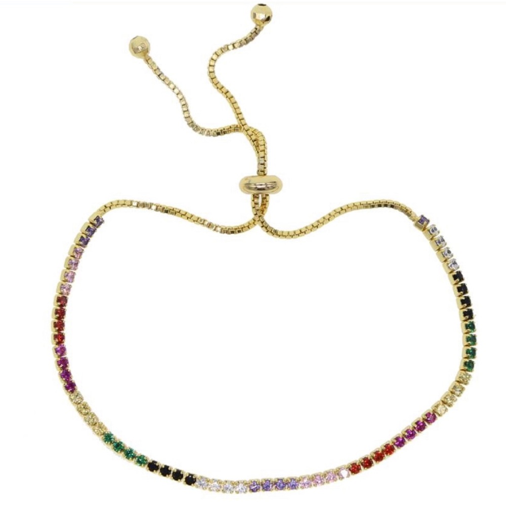Rainbow Multicolor Stones Pulling Strings Bracelet - image 2